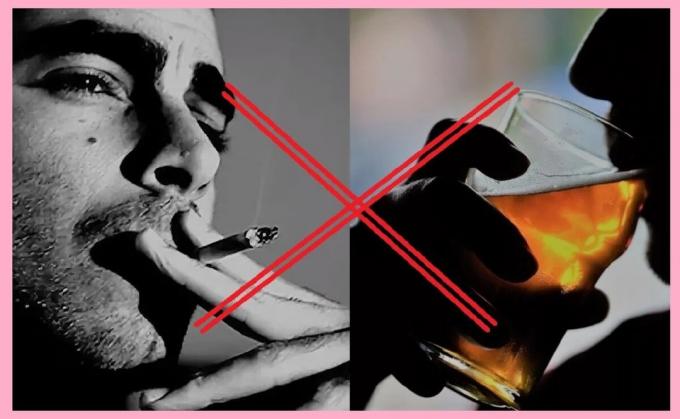 malos hábitos límite (fumar cigarrillos y las bebidas que contienen alcohol)